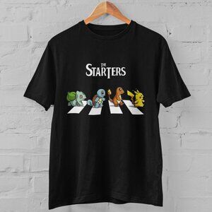 The Starters Pokemon Parody T-Shirt Funny Abbey Road Graphic Tee Unisex Gamer 81